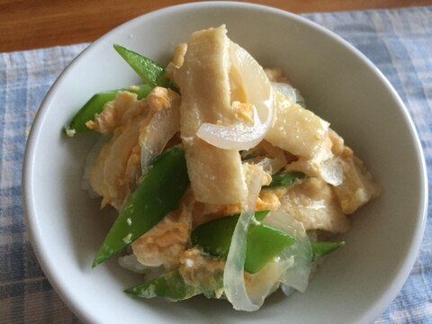 キヌサヤと油揚げの卵丼